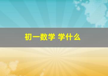 初一数学 学什么